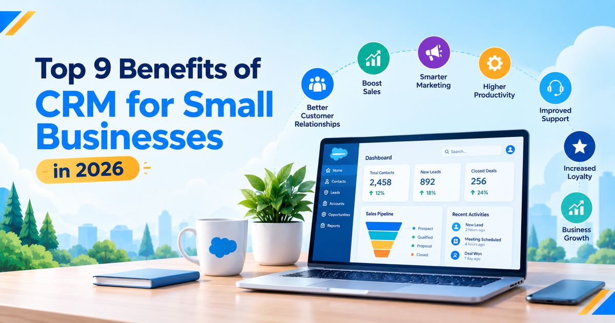 Top 9 benefits of CRM for small businesses in 2026 with a CRM dashboard