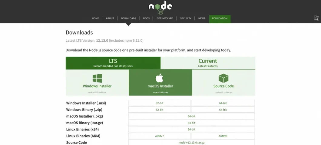 Install Node Using the .pkg Installer