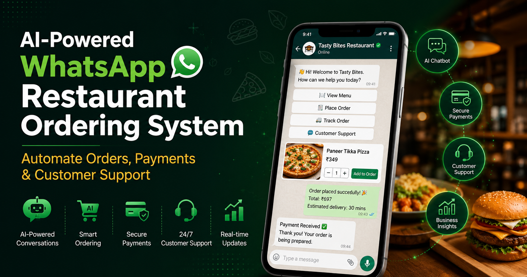 AI-Powered WhatsApp Restaurant Ordering System Automate Orders, Payments & Customer Support