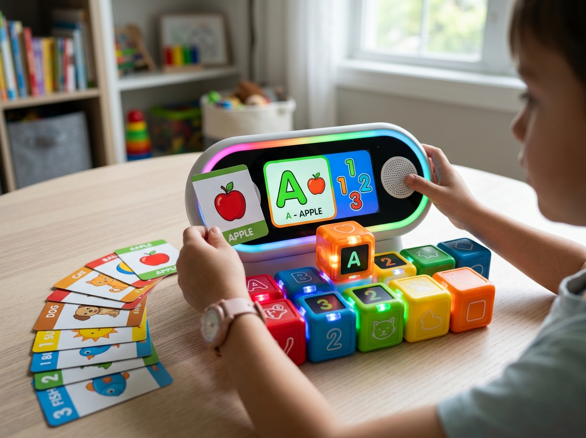 AI Educational STEM Toy with Interactive Learning Blocks and Phonics Display